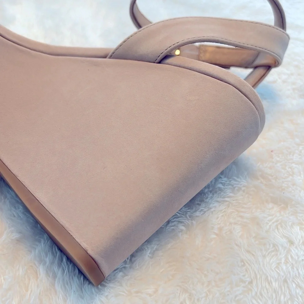 Antonio Melani Sz 9 Nude Beige Leather Open Toe High 4.5” High Heel Sandals NWT - Picture 9 of 16